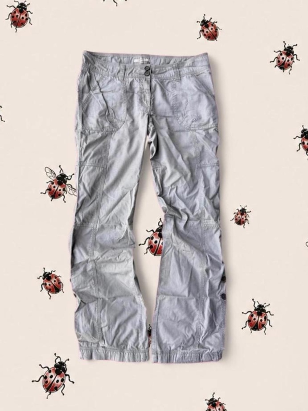 RW&CO. Beige Utility Pants with Brown Buttons
